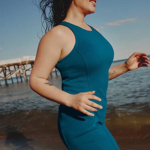 Athleta Seasoft Rib Mini Tank Dress Size S/T in Coastal Teal New With Tags - Picture 6 of 9